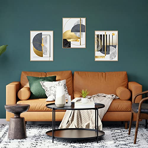 3Pcs Gold Canvas Wall Art Decor, Nordic Luxury Geometric Abstract Grey Black And Gold Framed Painting Poster Print For Living Room, Marble Wall Painting For Bedroom Dining Room 12X16 Inch #TOP5