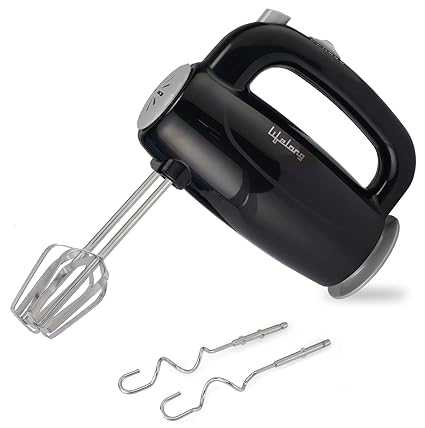 Lifelong LLHM01 150 W Regalia Hand Mixer For Mixing Cake Batters, Atta |2 Beaters & 2 Dough Attachments | Black (1 Year Warranty)
