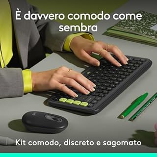Logitech POP ICON COMBO, kit mouse e tastiera Bluetooth, digitazione comoda, tasti e pulsanti programmabili, clic discreti, Easy-Switch fino a 3 dispositivi, ITA QWERTY – Grafite