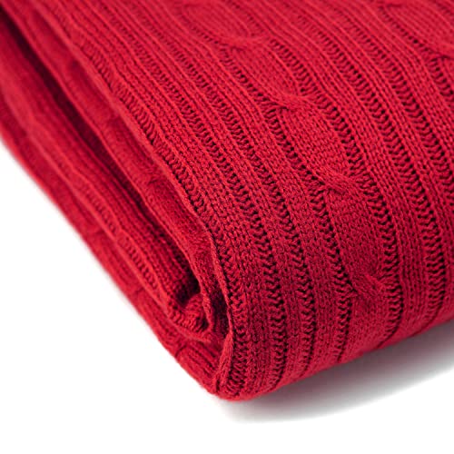 Chanasya Red Soft Cable Knit Throw Blanket - Fluffy Sherpa Plush Thick Warm Lightweight Cozy Modern Knitted Blankets - For Sofa Couch Living Room And Bed Room (50X65 Inches) - Red #TOP7