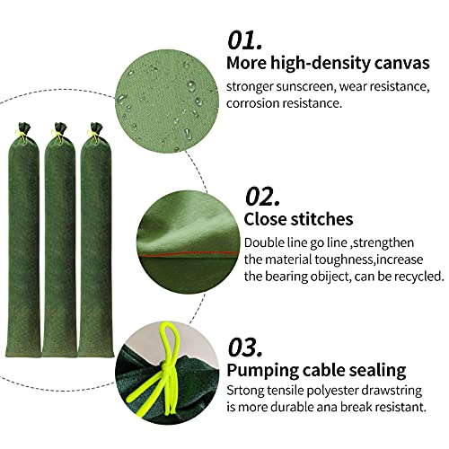 PHILSKY Sandbags for Flooding 3Pcs 51"x 8" Thickened Long Canvas Flood Water Barrier Sandbags with Ties for Doors and Windows Waterproof Treatment in Rainy Season - Image 3