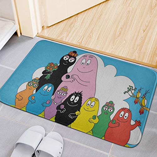 N/Ａ Natte De Sol Tapis De Bain ​Antidérapant Barbapapa Dessin Animé Imprimé Flanelle Tapis De Salle De Bain Paillassons Chambre Décor À La Maison Paillasson De Salle De Bain Lavable en Machine