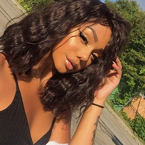 Short Brown Wigs for Women Dark Brown Wavy Synthetic Bob Wig Shoulder Length Middle Parting Wigs for Women Natural Looking Wigs for Daily Party Use 14
