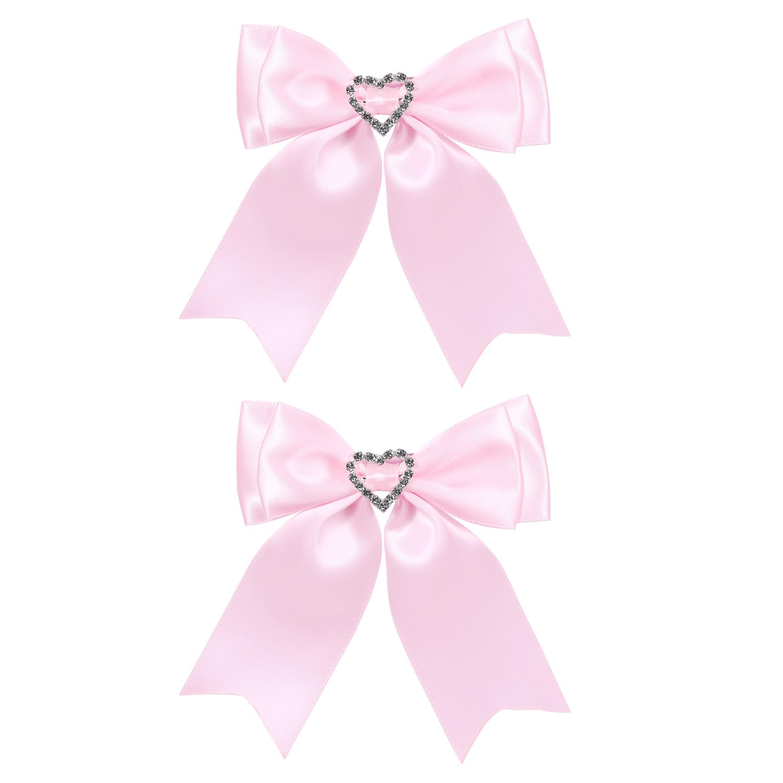 Pink Hair Bow Clips Satin Bowknot Hair Clips Sweet Heart Rhinestones Ribbon Hairpins for Girls Chirstmas Valentine's Day Party Hair Accessories