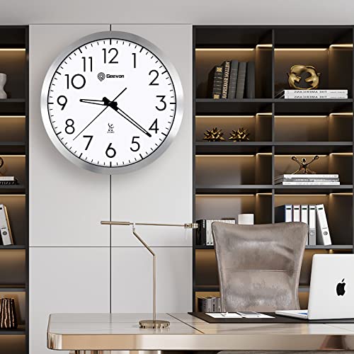 Geevon Atomic Wall Clock, 12" Analog Digital Wall Clocks Battery Operated For Living Room/Kitchen/Bedroom/Office/School–Sets Automatically #TOP5