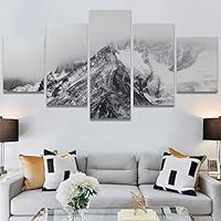 SIGNWIN 5 Panel Canvas Wall Art Monochromatic Mountains for Home Decorations Ready to Hang - 60