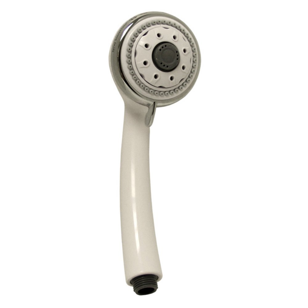 Handheld Shower Head - 6 Spray Settings, White & Chrome