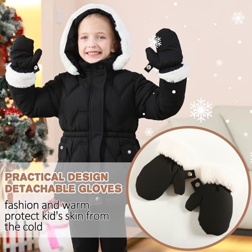 Image of AiWMGL 3T 4T 5T 6T Toddler Girls Winter Coat Jacket Outwear Clothes Warm Overcoat Snowsuit Puffer Parka Fur Lined Hood Kids