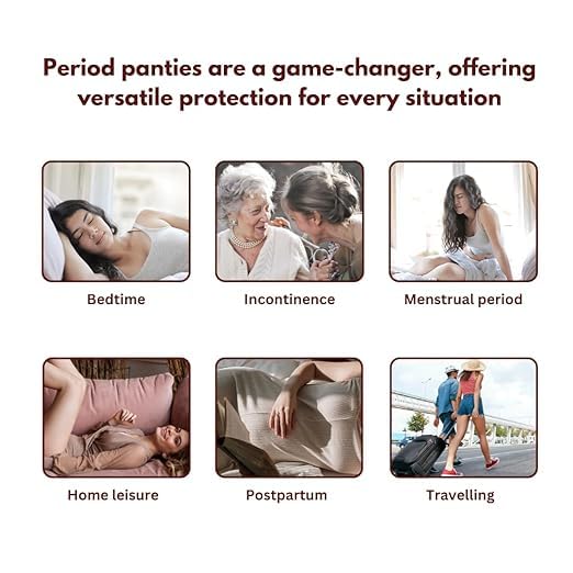 Image of Women's Hipster Period Panty Leak Proof Period Underwear for Medium to Heavy Flow Reusable for 3Year Panties for Women No Pad Required (Multi Color)