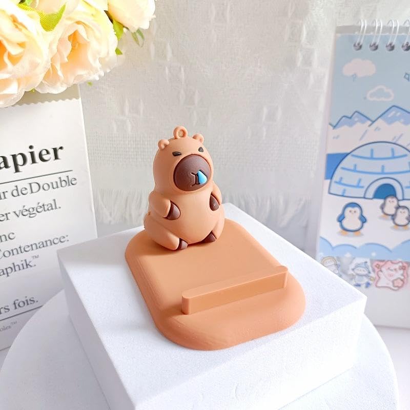Cute Bear Phone Stand Holder for Desk, Anti-Slip Silicone Mobile Holder for Smartphones, Brown Bear Design-image-26