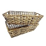 Wrightmart Storage Baskets, Natural Handwoven Set of 2, Decorative Home Organizer for Under Bed, Shelves, Pantry, Cabinet, Bedroom, Living Room, 20” x 12” x 6.5”, Woven in Abaca