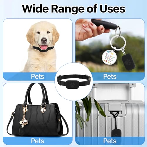 FLITI GPS Tracker Katze, Wasserdicht Bluetooth Haustier Locator, GPS Ortung mit verstellbarem Halsband, Lange Batterielaufzeit, Kompatibel mit iOS und Android, ohne ABO, für Hunde & Katzen (schwarz)
