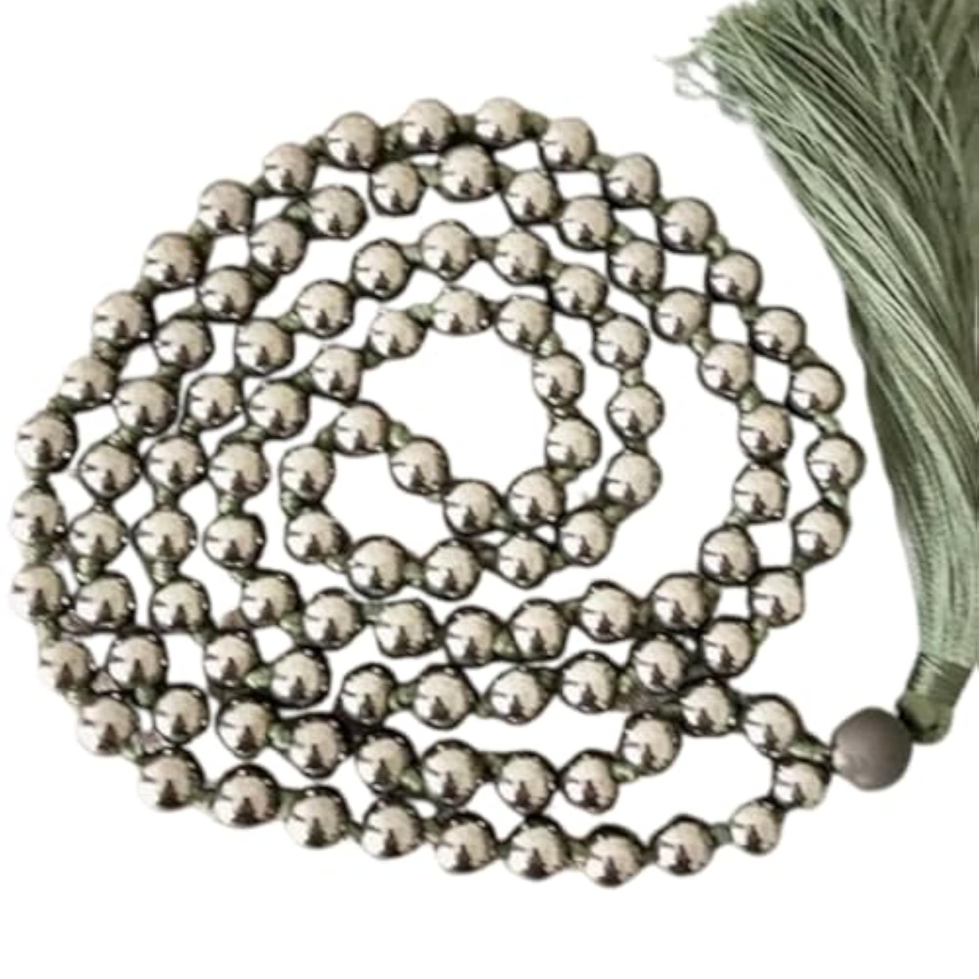 Natural Hematite 108+1 Beads Prayer Mala Necklace