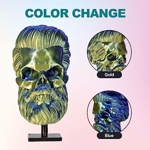 ERYONE Jedwabisty dwukolorowy filament PLA, do drukarki 3D, 1,75 mm, -0,03 mm, współwytłaczany, błyszczący, 1 kg, błękitny i złoty