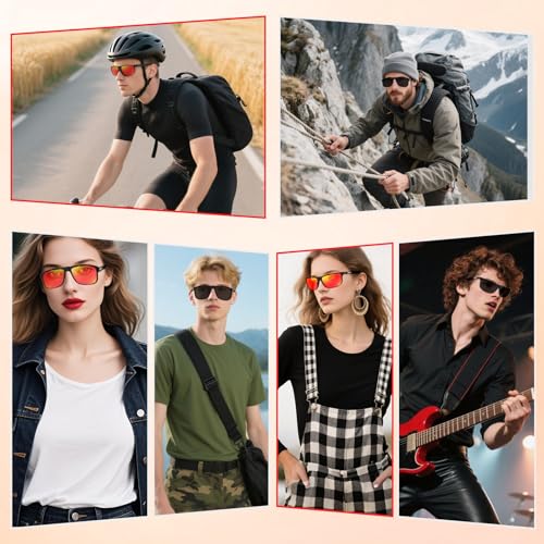SAIIURV 2 Piezas Gafas de Sol Polarizadas Hombre Mujer UV400 Protección, Gafas Polarizadas, Objetivos de Alta Definición, Lentes de Sol para Hombre Conducir Running Pesca Viajes (Negro, Naranja) - imagen 5