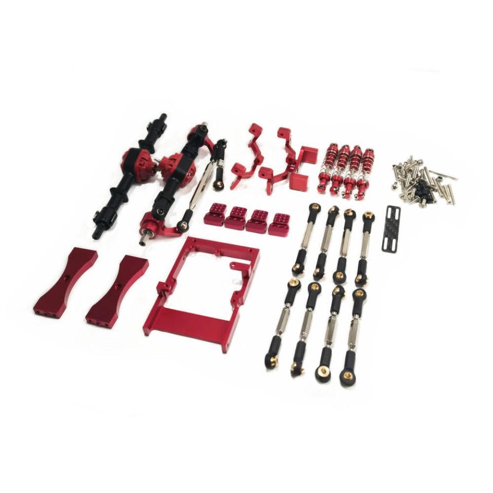 MN99S MN98 MN RC Car Metal Upgrade Parts Set Front and Rear Axle Shock Absorbers Compatible with 1 10 Scale RC Vehicles(Red Set)