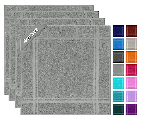 Lashuma Keukendoeken Grijs - Stone Serie: London, Set van 4 badstof handdoeken 50x50 cm, Materiaal: 100% katoen