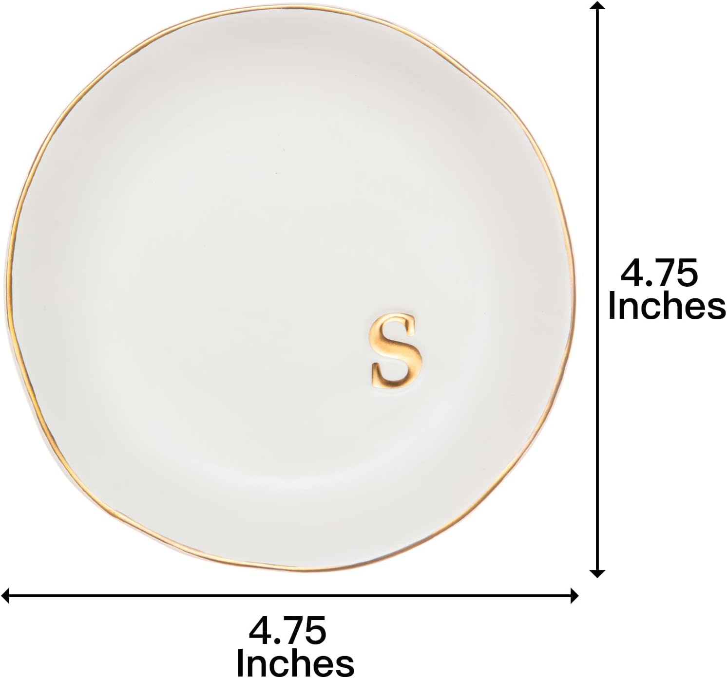 COLLECTIVE HOME - Ceramic Jewelry Tray, Decorative Trinket Dish for Rings Earrings Necklaces Bracelet Watch Keys, Birthday Mother's Day Christmas Gift for Women, 4.75", White Surface (S)
