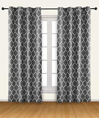 Utopia Bedding 2 Panels Grommet Printed Blackout Curtains, Thermal Insulated Curtains for Bedroom