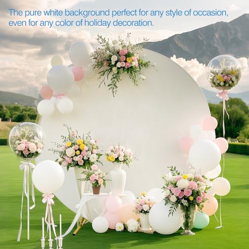 6.6 ft Arch Backdrop Cover(Only Cover, Stand not Included),Round White Balloon Arch Covers Spandex Fitted, Circle Wedding Arch Cover for Ceremony Birthday Baby Shower Party Decoration