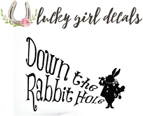 Vinyl Wall Decor Alice in Wonderland Inspired Down The Rabbit Hole 12.25 inches high by 16.3 inches Wide