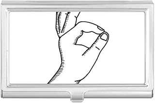 OK Gesture Line Drawing Pattern Business Card Holder Case Pocket Box Wallet