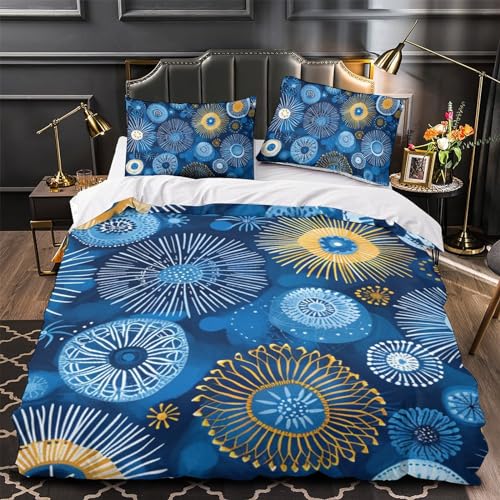 Feux d'artifice 3D housse de couette zippée et microfibre douce