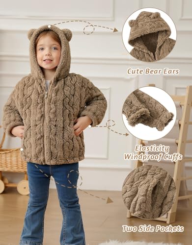 Image of Toddler Fleece Jacket Girls Warm Coats Winter Outerwear 2-6 Years