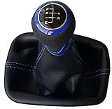 5 Gang Schaltknauf / Schaltknauf echt Leder perforiert / blau glanz