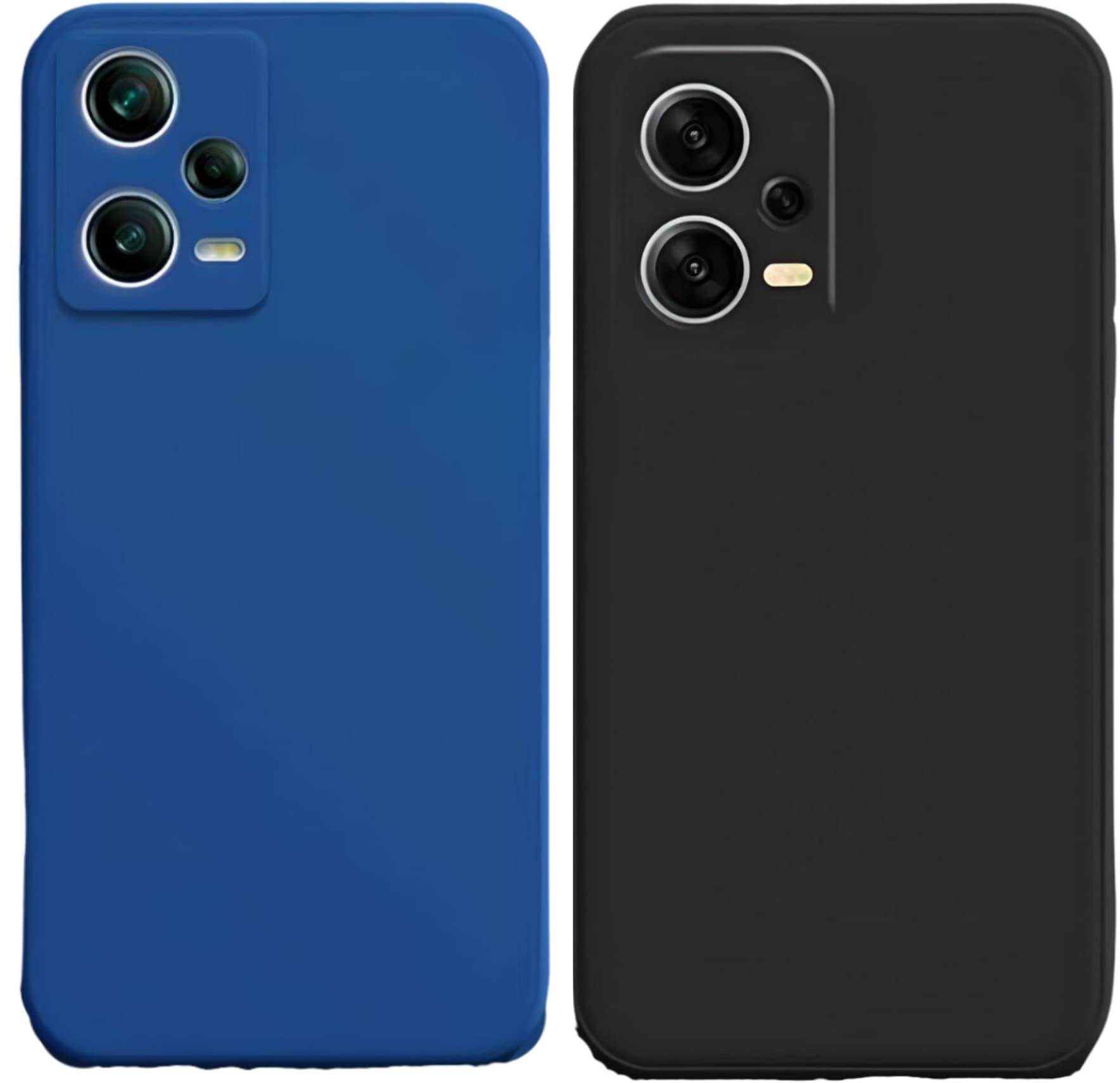 SARAOONT™ 2 Pcs Xiaomi Redmi Note 12 5G/Poco X5 Global TPU Silicone Case Cover - Shockproof, Slim Fit 2 Pack - Enhanced Protection, Anti-Slip Design, Precise Cutouts - Black & Dark Blue