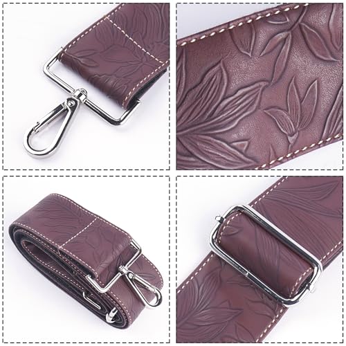 Image of Purse Straps Replacement Crossbody,Crochet Purse Strap for Handbags,Wide Shoulder Straps for Bags(1-Carved Brown)