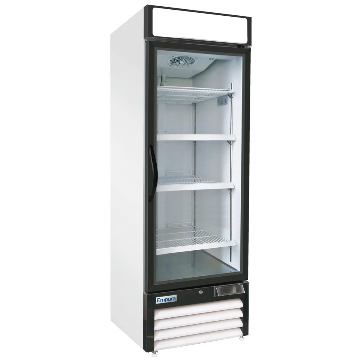 Empura 27" Reach-In Freezer with One-Swing Glass Door | Merchandiser Frozen Display Refrigeration for Convenience Store | 19.2 Cu. Ft. | 26.8"W x 33.5"D x 80.1"H, Black, Stainless Steel, 115v, NSF