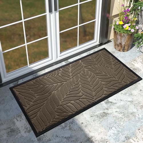 Yimobra 47x24 Large Door Mat Outdoor Indoor, All-Season Waterproof Door Mat Outside Entrance, All-Weather Non-Slip Outside Doormat for Garage Patio Entryway, Brown