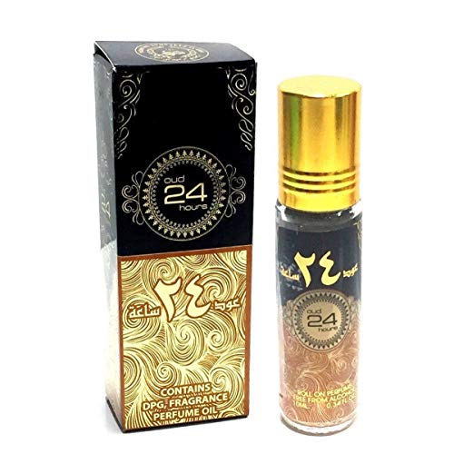 Oud 24 Hours - Aceite de fragancia de perfume en roll on de 10 ml, en caja brillante