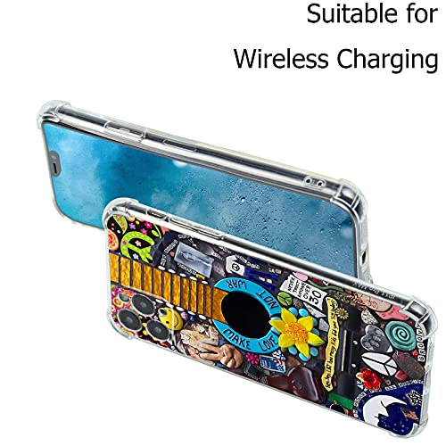 Hippie Phone Case For Iphone 11 Pro Max,Cute Hippie Colorful Abstract Guitar Peace Pattern For Iphone 11 Pro Max Cases For Women/Girl,Soft Tpu Bumper Shockproof Cool Trendy Case For Apple Iphone #TOP4