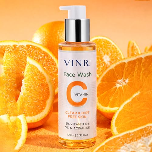 Image of VINR 5% VITAMIN C + E Super Bright Gel Face Wash For Glowing And Brightening Skin | Grapeseed Extract | All Skin Types| Combination of Hyaluronic & Vitamin B3 | Face Wash for Women & Men |100 Ml