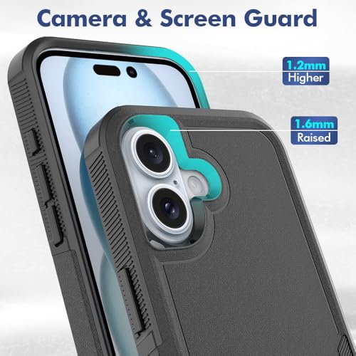 BREPRIO Heavy‑Duty Rugged Anti‑Drop Shockproof Protective Phone Case for iPhone 16, Durable Protective Shell, Black - image 5