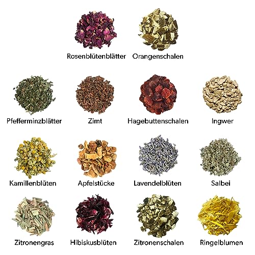 Tee Selber Mischen Set Geschenk mit 14 aufregenden Tee-Sorten - BIO Tee Geschenkset zum DIY Teemischung Selber Machen