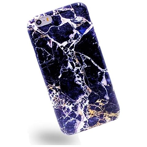 Wastou [Marble Stone Pattern Series] Anti-Shock Frosted TPU Protective Case for iPhone 6 6S 4.7 Inch (Navy Blue) Cover