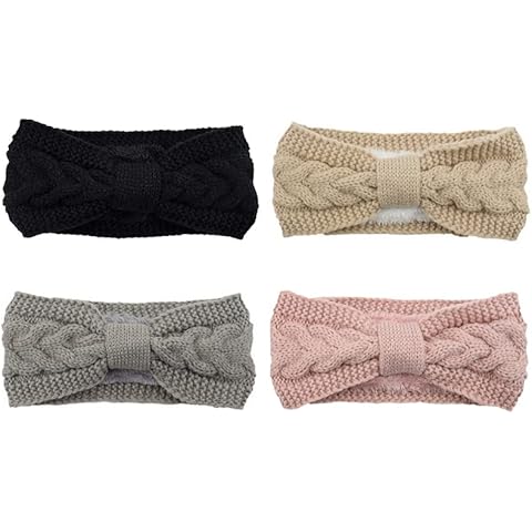 Pack of 4 Women's Winter Knitted Headbands, Women's Thick Fleece Lining Hair Bands, Headbands, Headwrap, Headband, Hair Bands, Ear Warmers for Women Cover