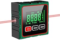 3-in-1 Aluminum Digital Angle Finder with Dual Lasers, 4-Side Strong Magnets & USB-C Rechargeable - Protractor Level for Woodworking