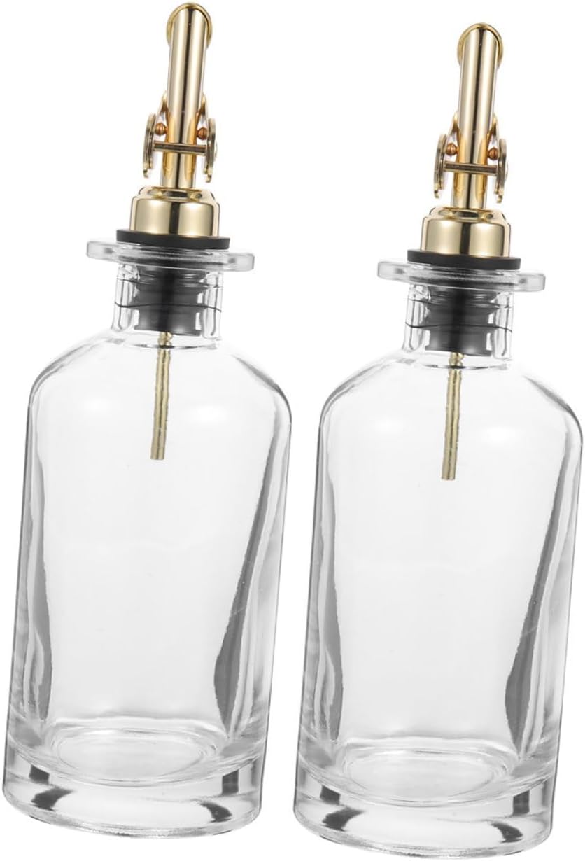 Amosfun Automatic Open-close Glass Oil Dispenser with Spout 500ml Kitchen Vinegar and Olive Oil Bottles Set of 2 for Cooking and Dressing Controlled Pouring for Home Use