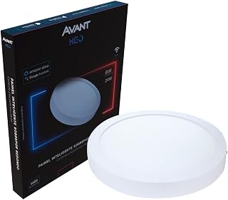 Painel Plafon Inteligente LED Smart Wi-Fi compatível com Alexa, linha NEO, 24W, Sobrepor, Redondo, Luz branca e amarela (2700K-6500K), Bivolt, Avant, Branco, 290068074