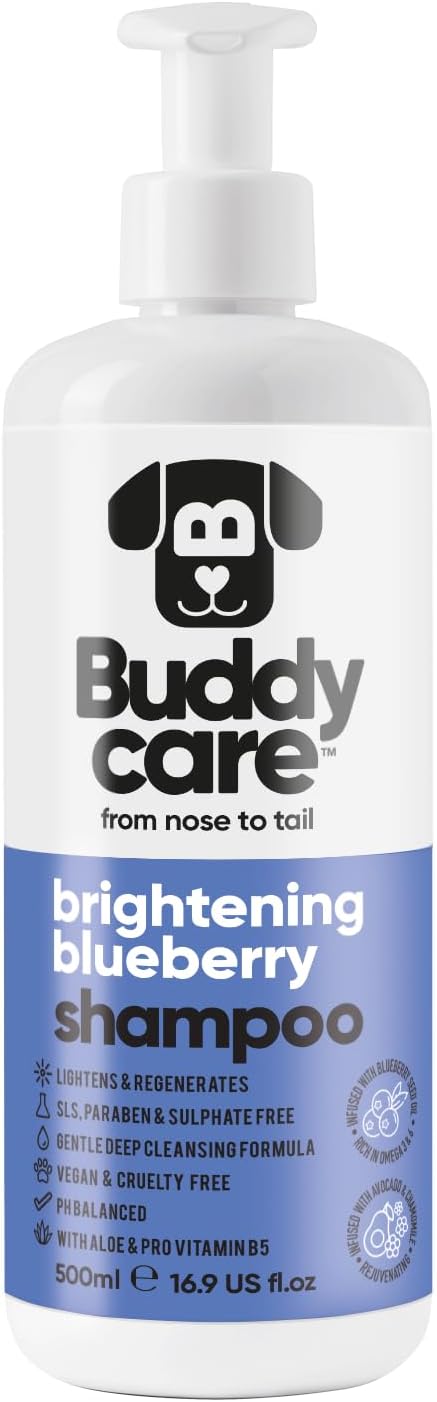 Blueberry Dog Shampoo by Buddycare | Dry Skin & Itchy Skin Relief for Smelly Dogs | Deep Cleansing Shampoo for Dogs Puppy Sensitive Skin | Dog Shampoo & Conditioner | with Aloe & Vitamin B5 (16.90oz)