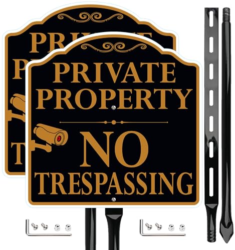 Panneau vidéosurveillance et propriété privée 30x30 cm avec piquet métallique extérieur