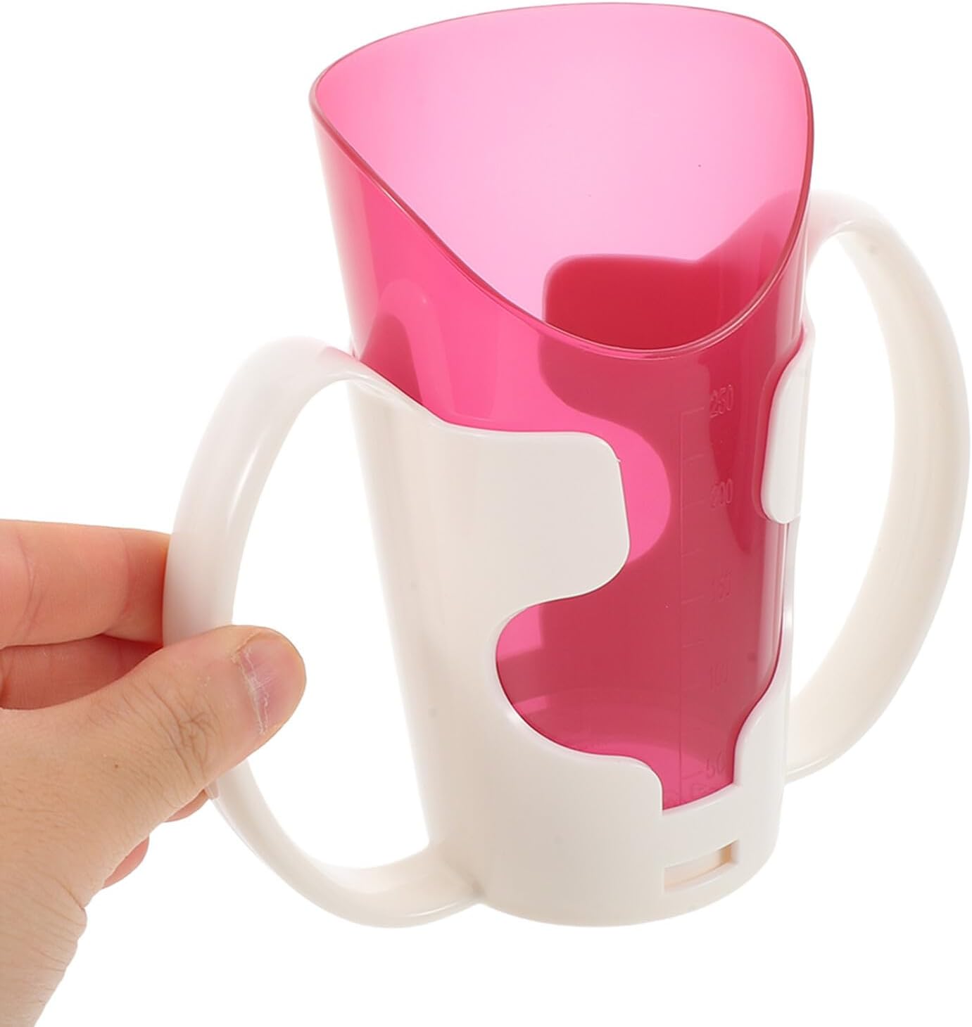 2 Pack 250ml Plastic Slanted Mouth Spill Proof Cup for Seniors