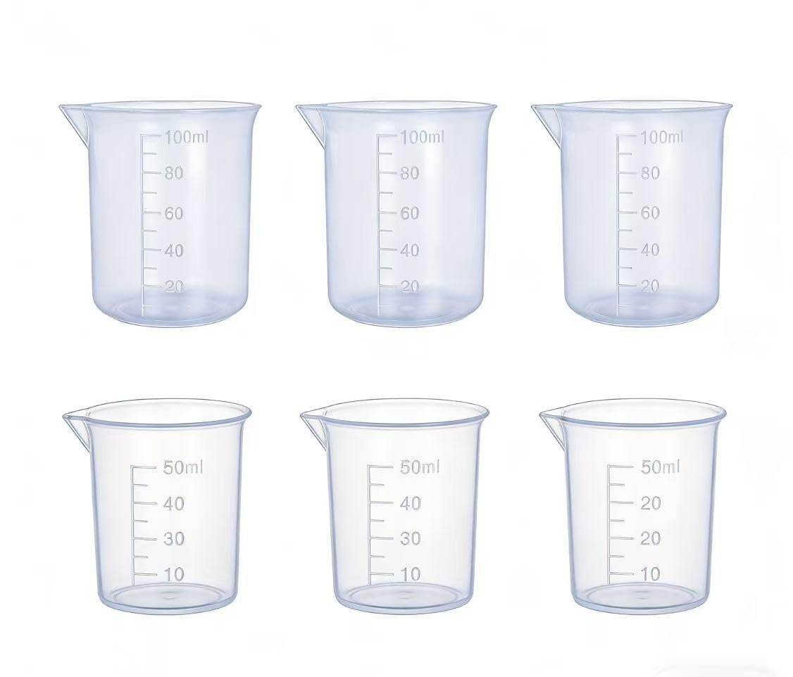 100ml & 50ml Plastic Graduated Beaker, 3 Pack Small Beaker Set