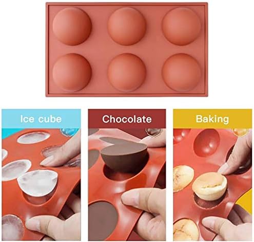 Large 6-Cavity Semi Sphere Silicone Mold, Half Sphere Silicone Baking Molds for Making Chocolate, Cake, Jelly, Dome Mousse (2 Packs)