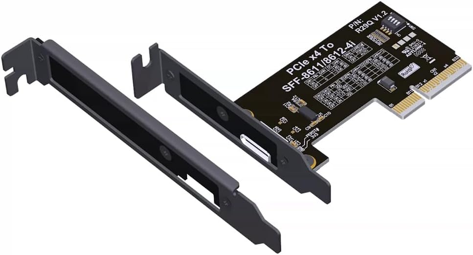 JMT ADT-K993G PCIE 5.0 X4 to OCuLink SFF-8611 External Dock Adapter Compatible with NUC STX ITX Motherboard Mini PC (K993G-BK7-30cm)