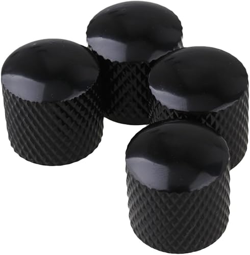 Yibuy GitarrenknA pfe aus Metall fA r E-Gitarre und Bass-Gitarre  kuppelfA rmig  4er-Set Schwarz
